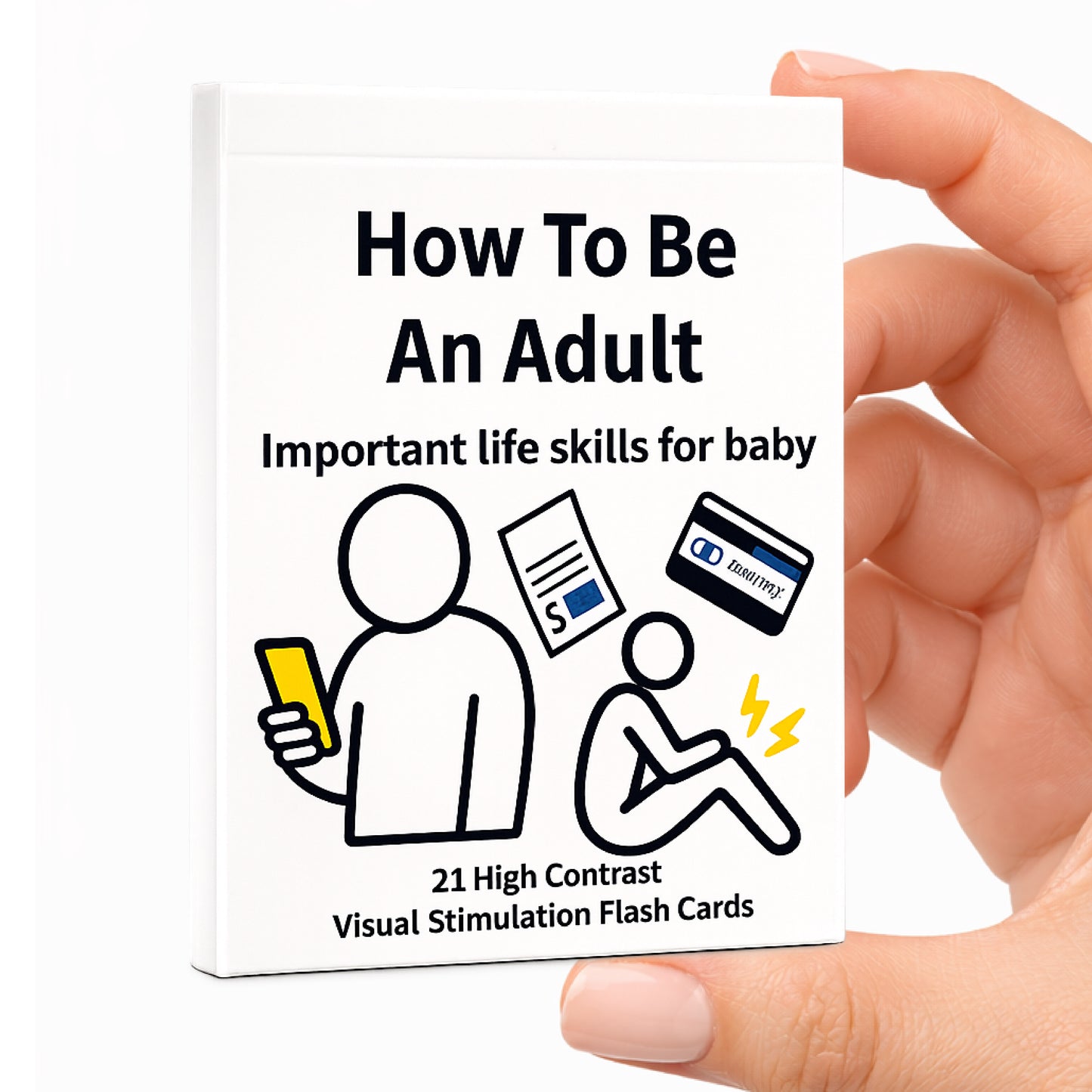 How To Be An Adult (Life Skills for Baby): Contrast Cards for Infants Funny Gag Gifts for New Parents
